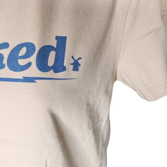 Dutch Bros Staff Short Sleeve Ringer TShirt Stoked Womens Size S Beige Retro - Picture 3 of 5